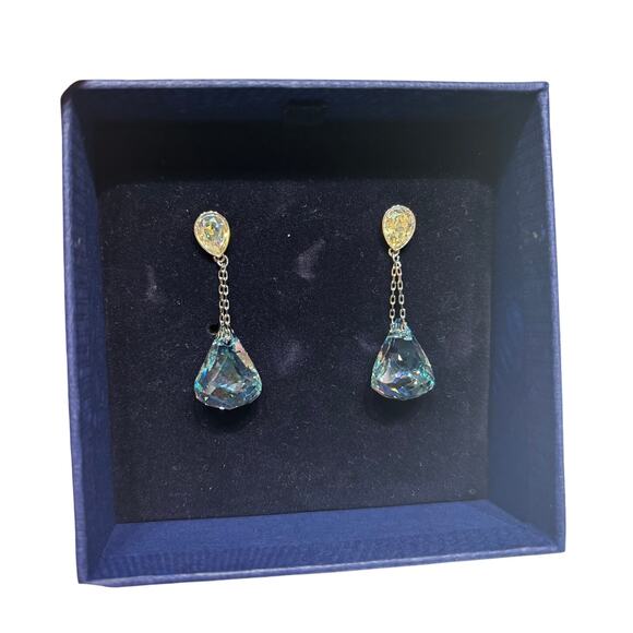 Swarovski crystal earrings blue Lunar PE Drop Lazo Mol 8193294 NWT - Picture 1 of 13